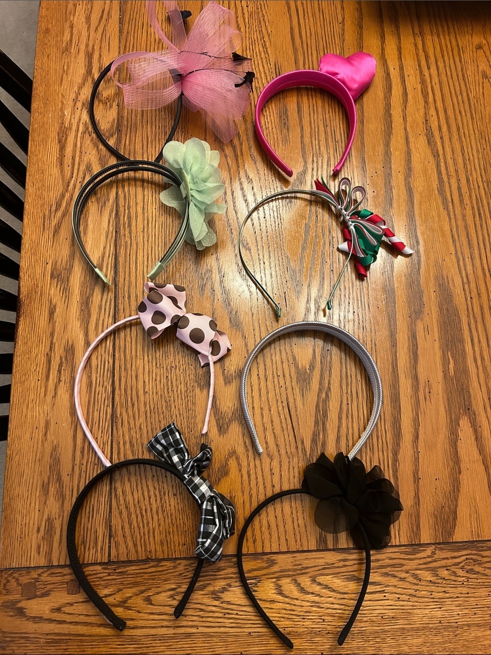 Assorted Decorative Headbands - Pink, Black, Green, Gray, Polka Dot